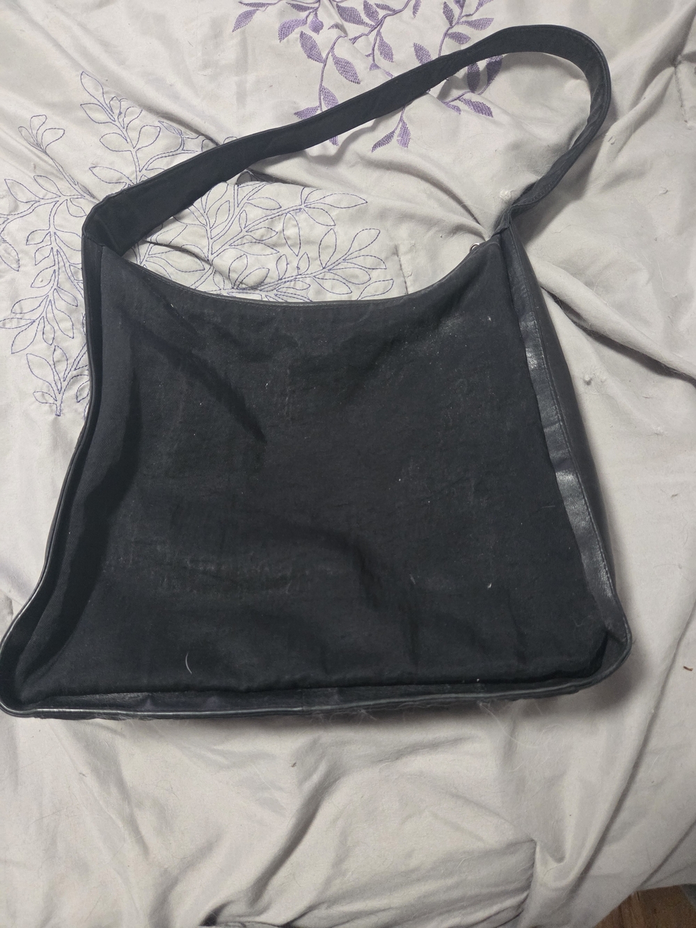 DKNY Black Shoulder Bag with Leather Trim